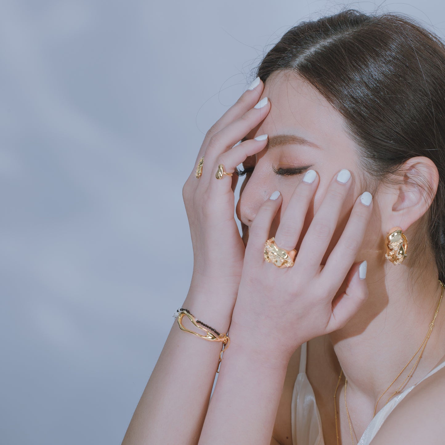 Space Ice - Herkimer Diamond Ring / Ear Cuff (18K Gold Plated)