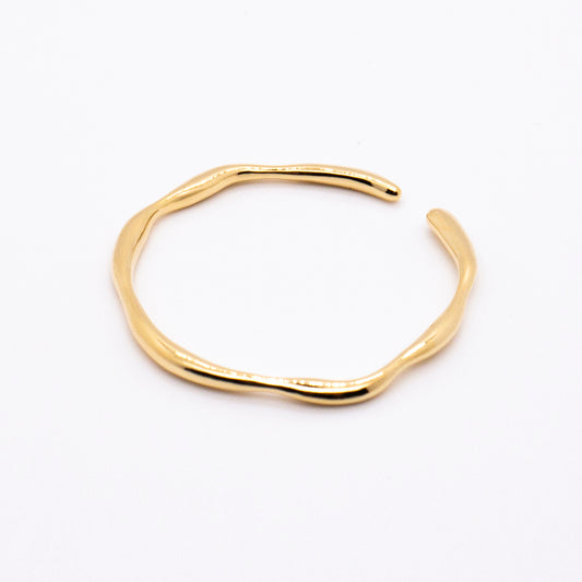 バブル ネビュラ ラージ フープ イヤー クリップ - 厚い 14K ゴールド メッキ