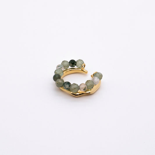 Bubble Nebula ビーズ スモール イヤー クリップ - 厚い 14K ゴールド メッキ