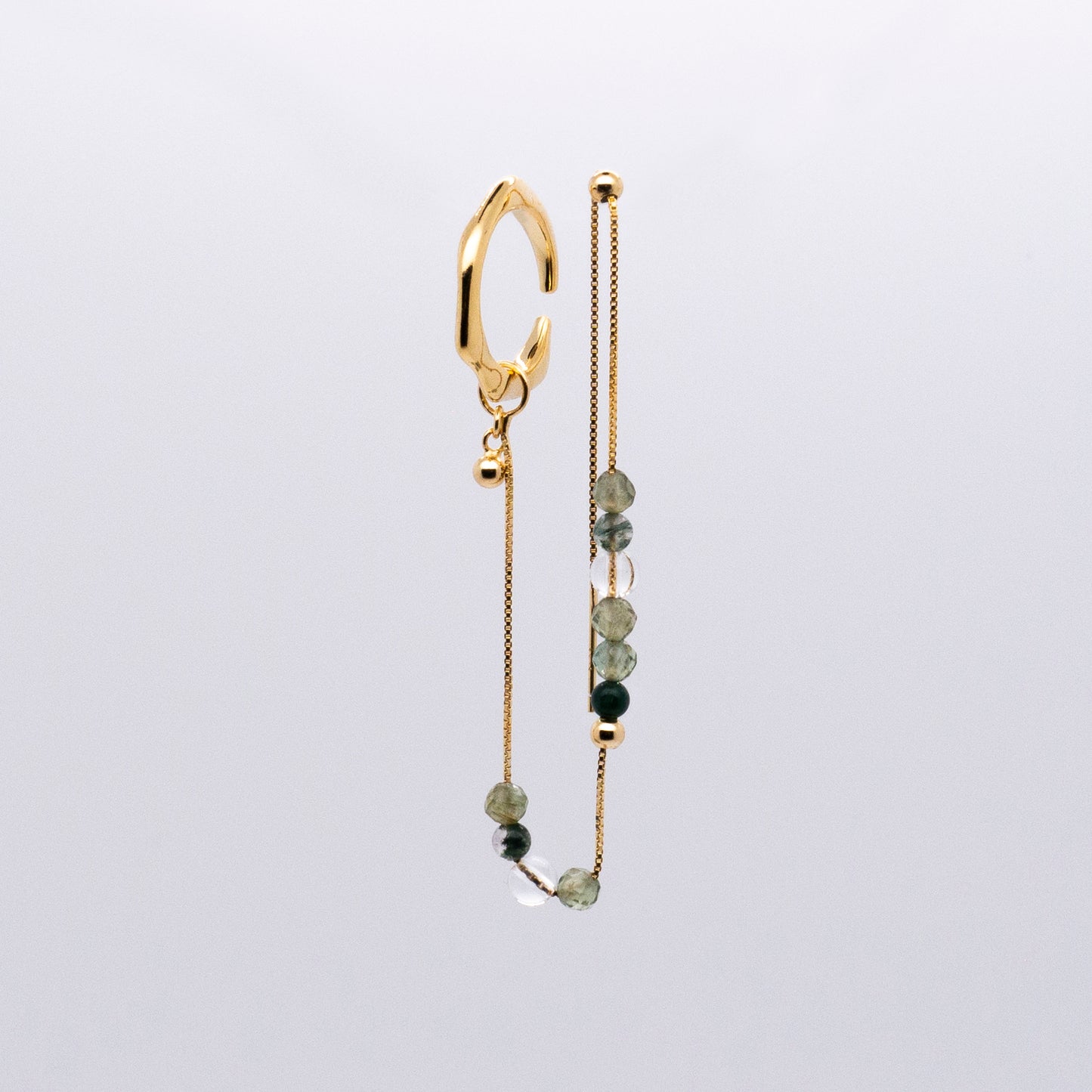 Bubble Nebula - Hoop Ear Cuff + Beading Threader Earring (Gold Plated)