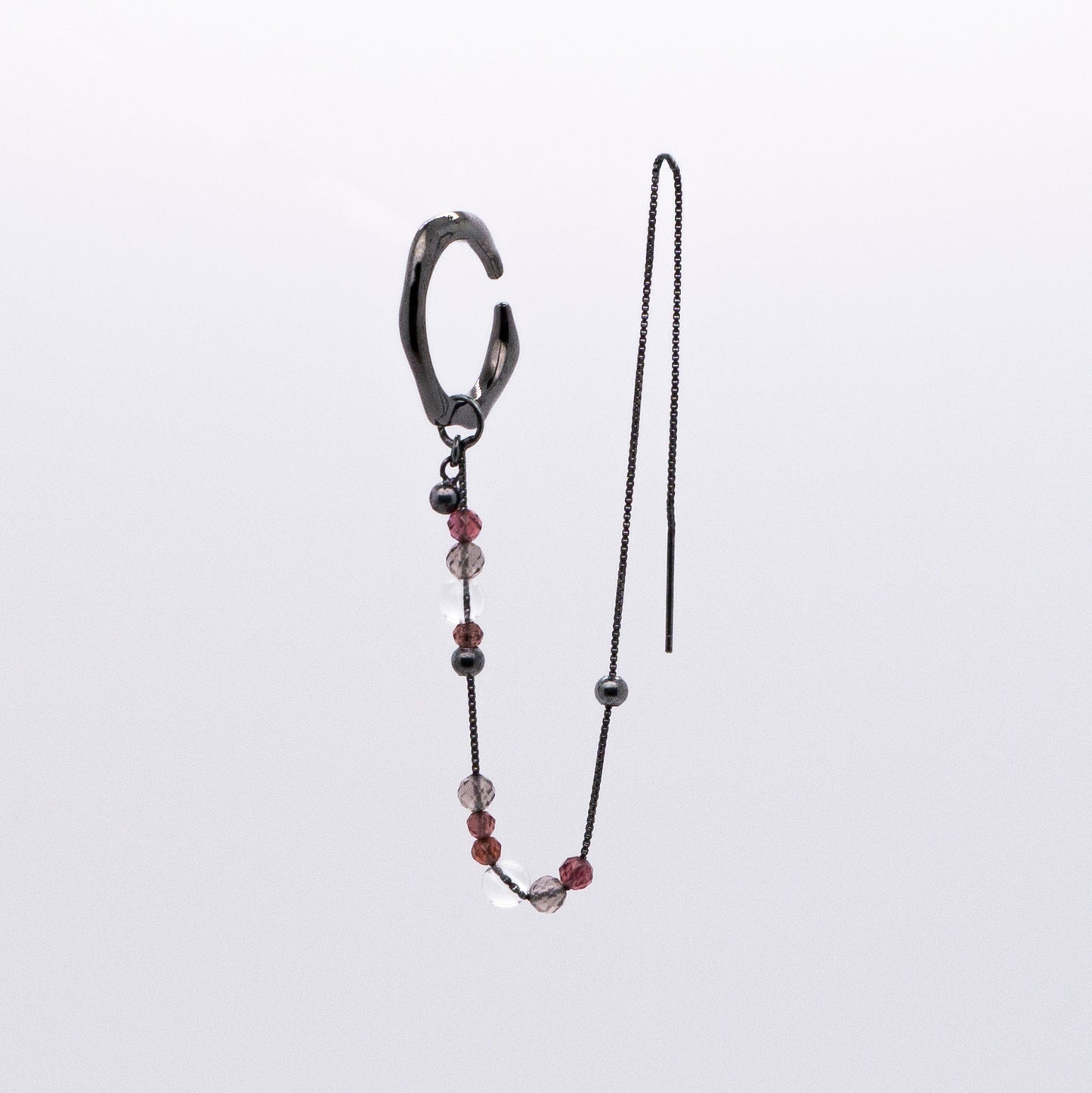 Bubble Nebula - Hoop Ear Cuff + Beading Threader Earring (Black)