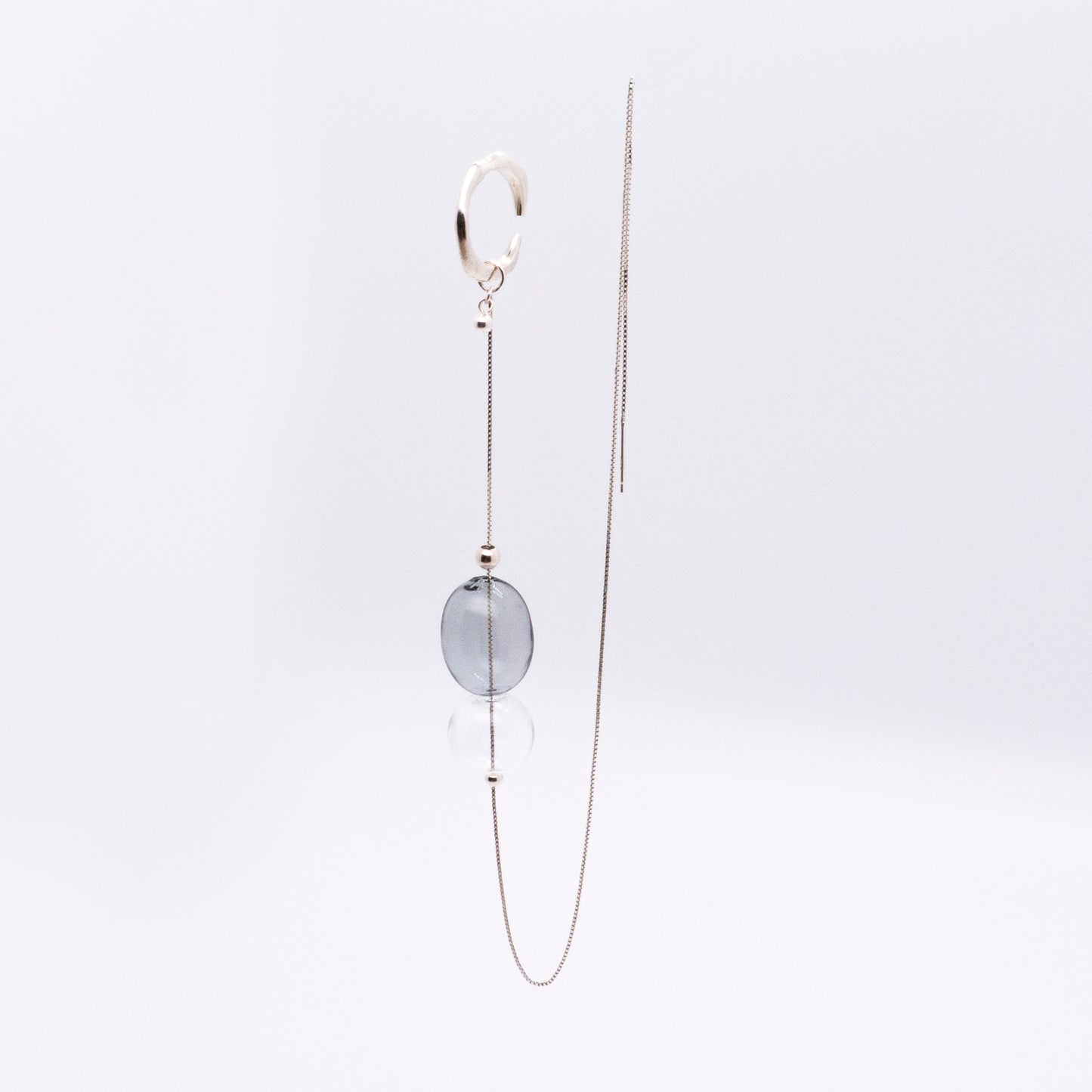 Bubble Nebula - Hoop Ear Cuff + Bubble Threader Earring (Silver)