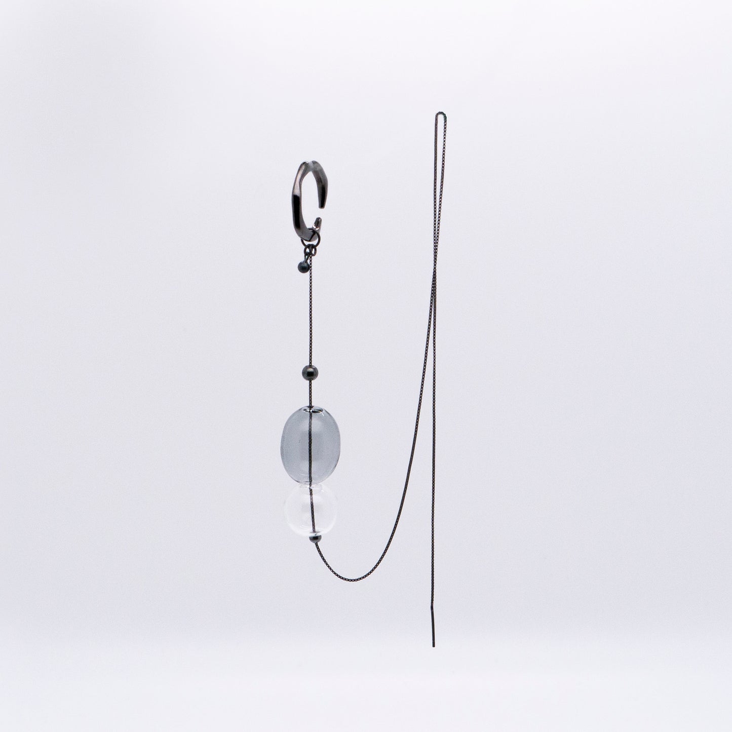 Bubble Nebula - Hoop Ear Cuff + Bubble Threader Earring (Black)
