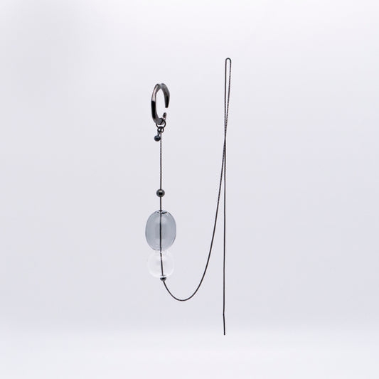 Bubble Nebula - Hoop Ear Cuff + Bubble Threader Earring (Black)