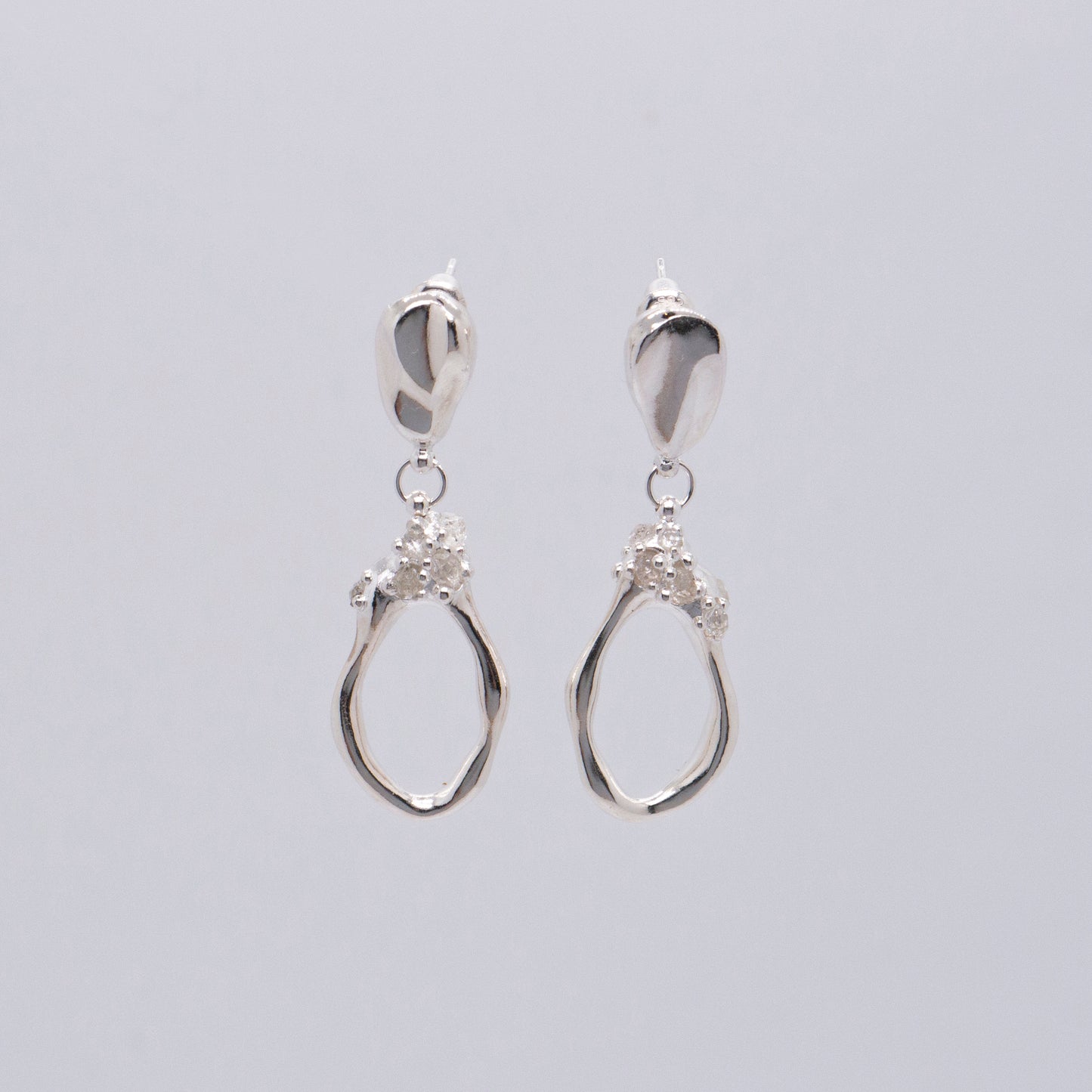 Space Ice - Herkimer Diamond Drop Earrings - S (Silver)