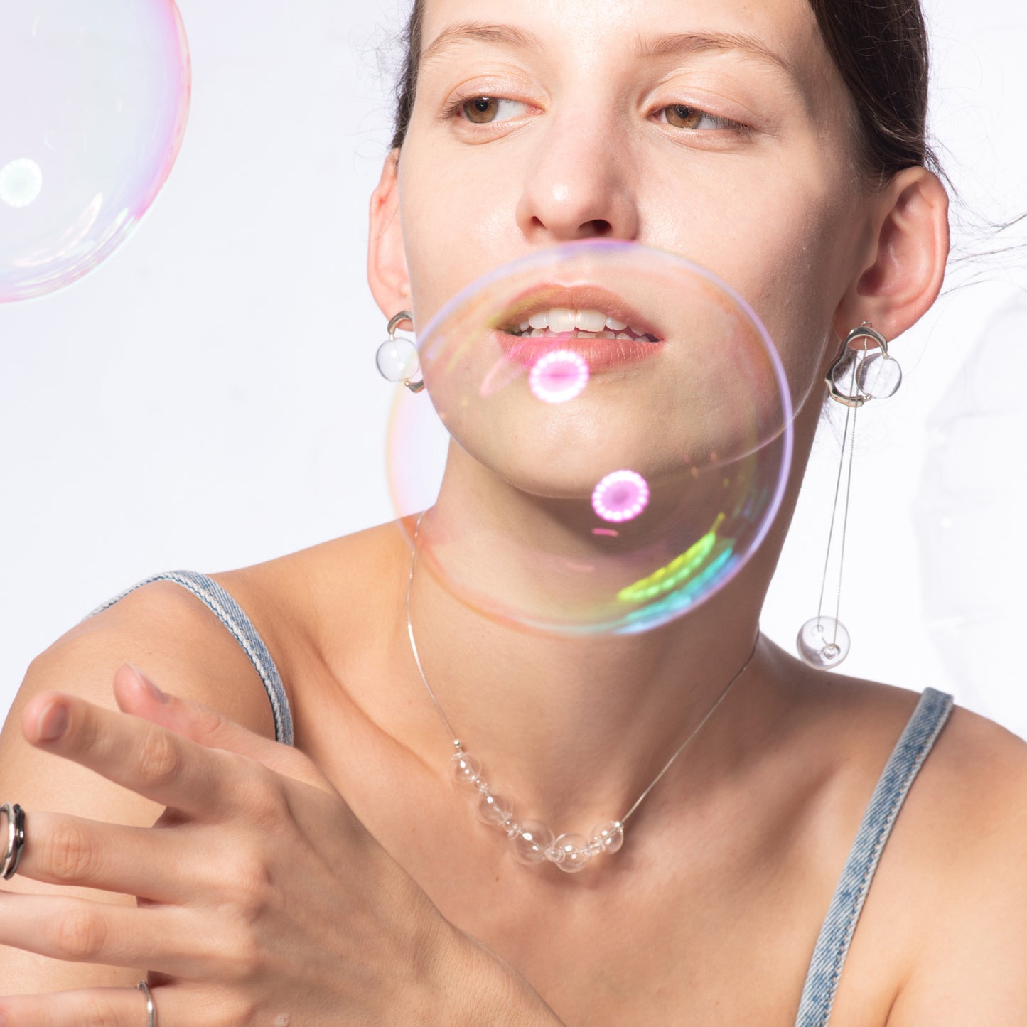 Bubble Nebula - Small Bubble Silver Earrings (Silver)