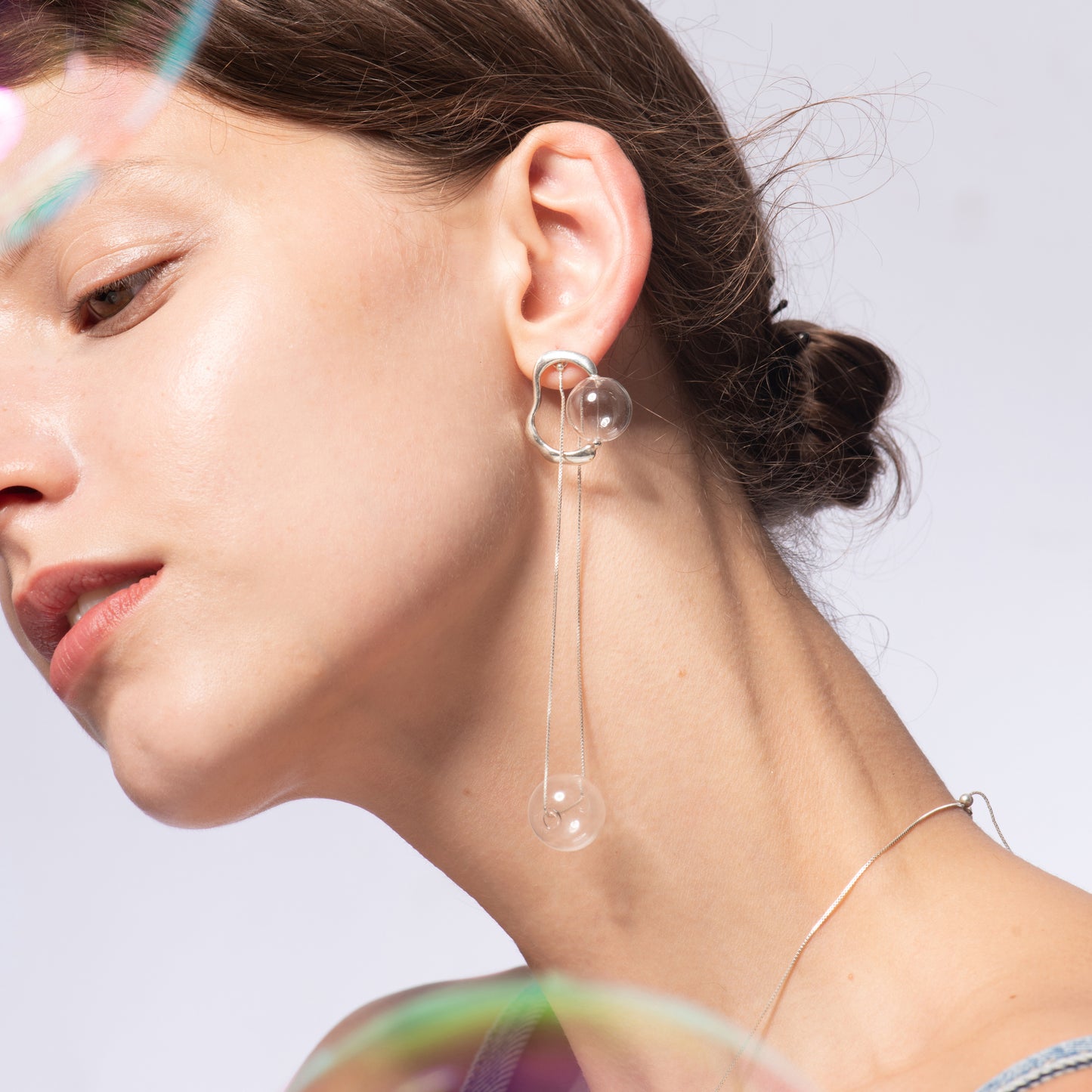 Bubble Nebula - Small Bubble Silver Earrings (Silver)