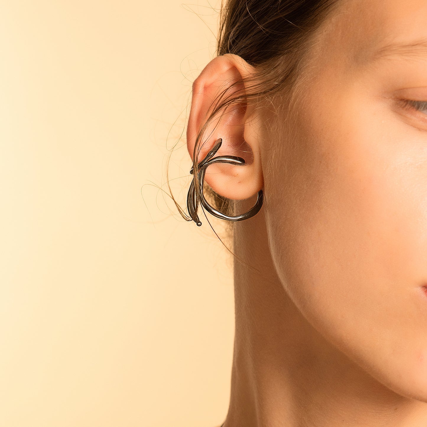 Bubble Nebula - Double Hoop Ear Cuff (Black Gold Plated)