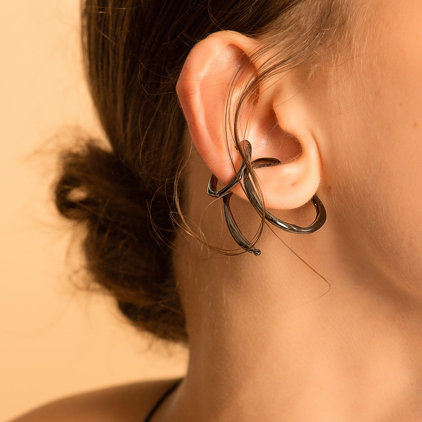 Bubble Nebula - Double Hoop Ear Cuff (Black Gold Plated)