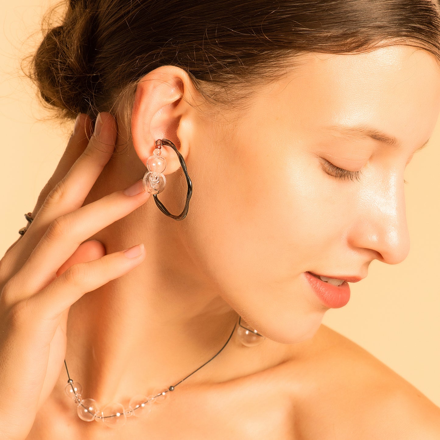 Bubble Nebula - Bubble Hoop Ear Cuff (Black Gold Plated)
