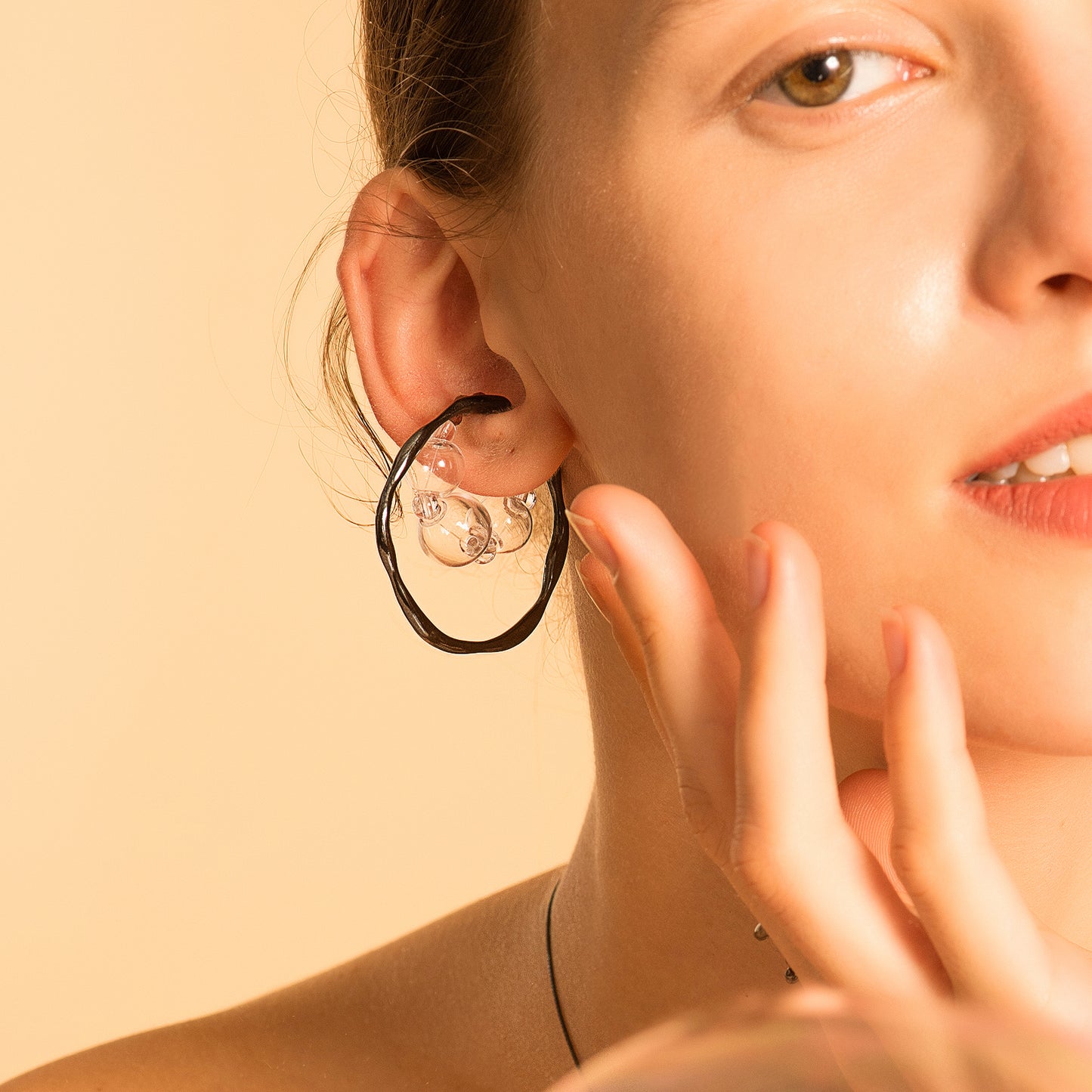Bubble Nebula - Bubble Hoop Ear Cuff (Black Gold Plated)