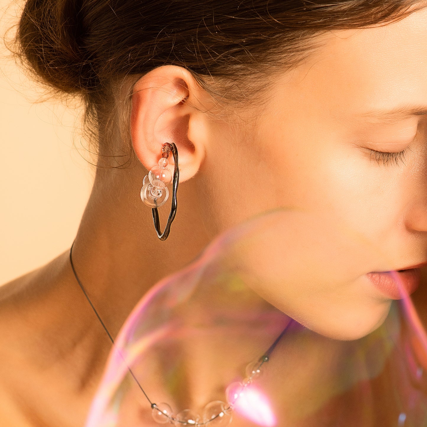 Bubble Nebula - Bubble Hoop Ear Cuff (Black Gold Plated)