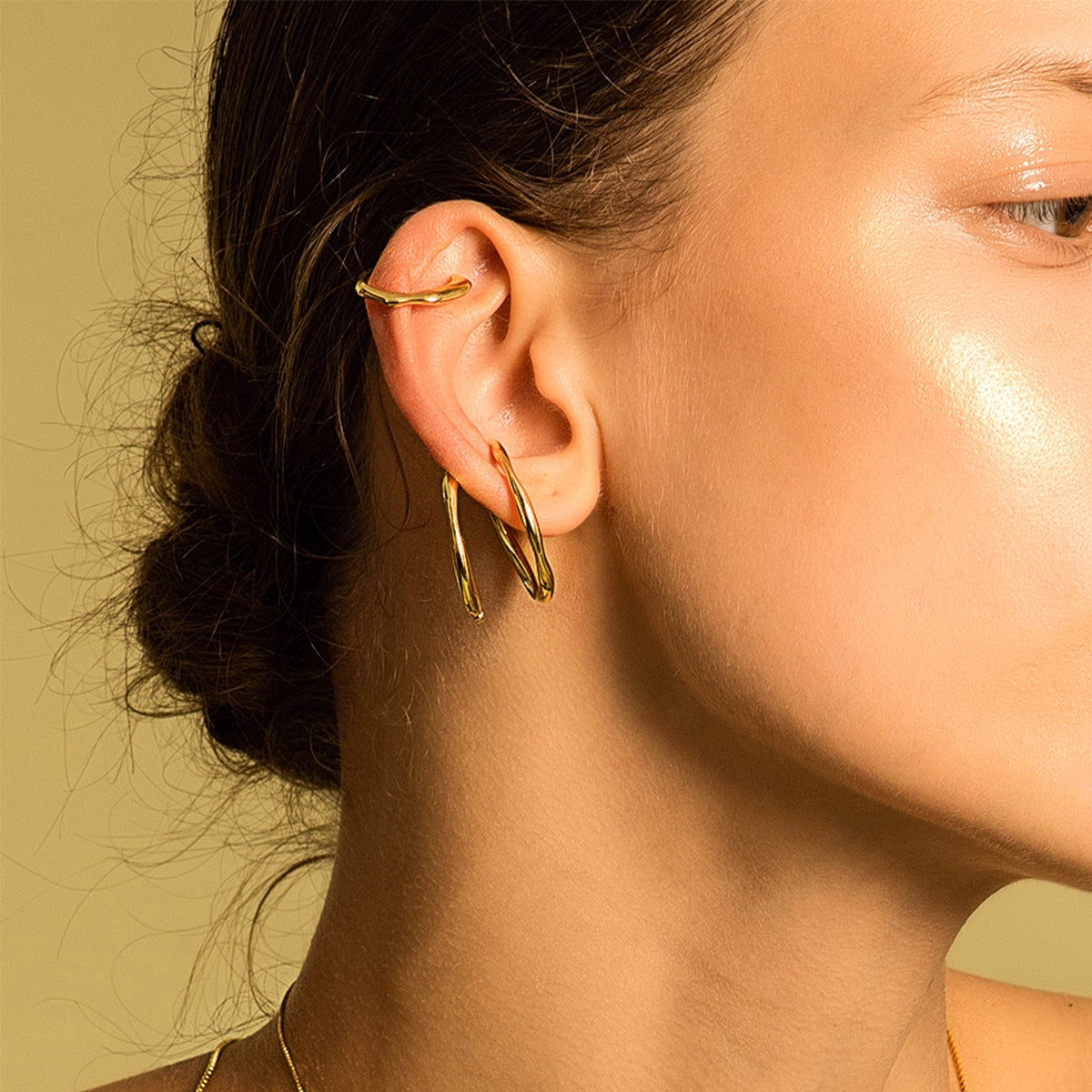 Bubble Nebula - Double Hoop Ear Cuff (14K Gold Plated)