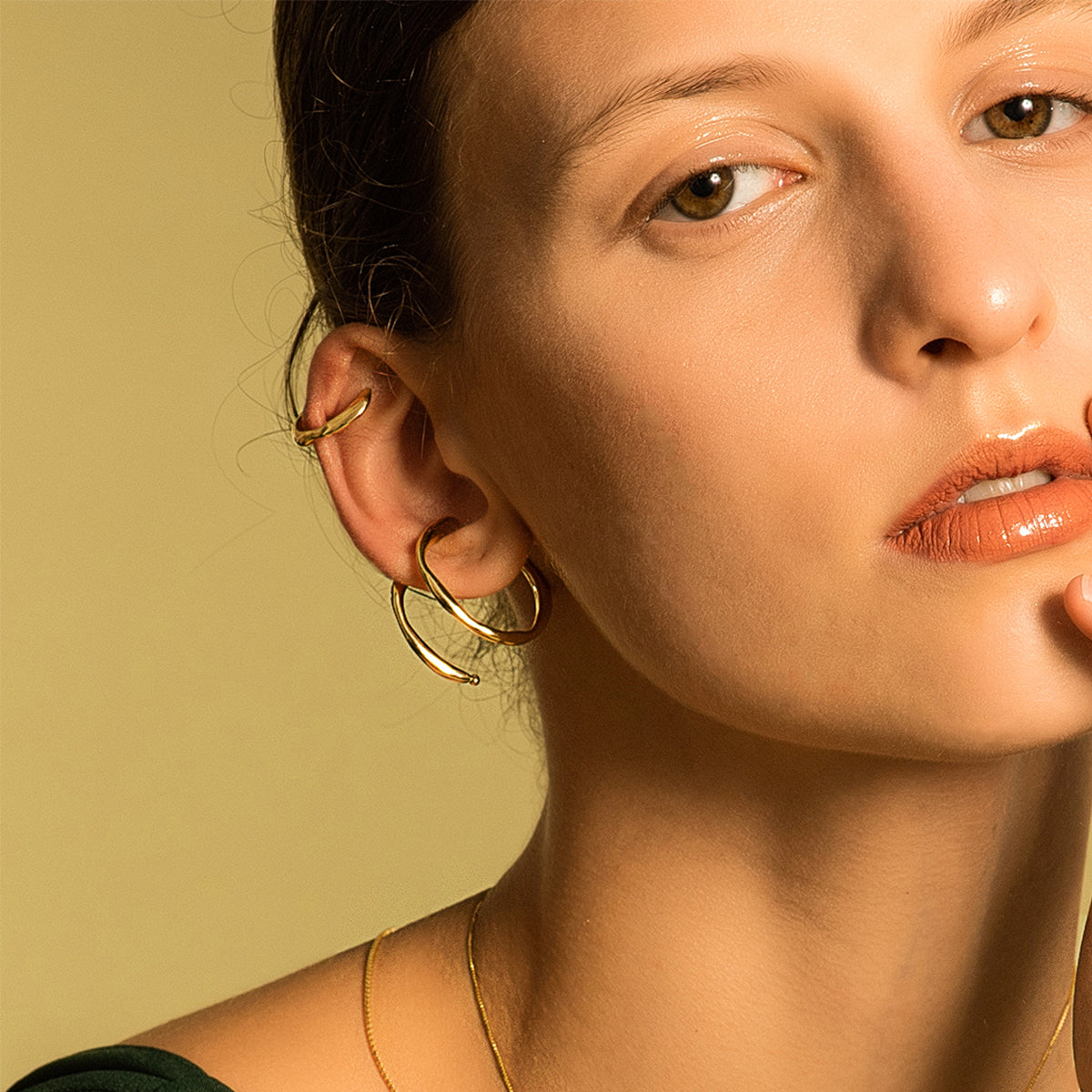 Bubble Nebula - Double Hoop Ear Cuff (14K Gold Plated)