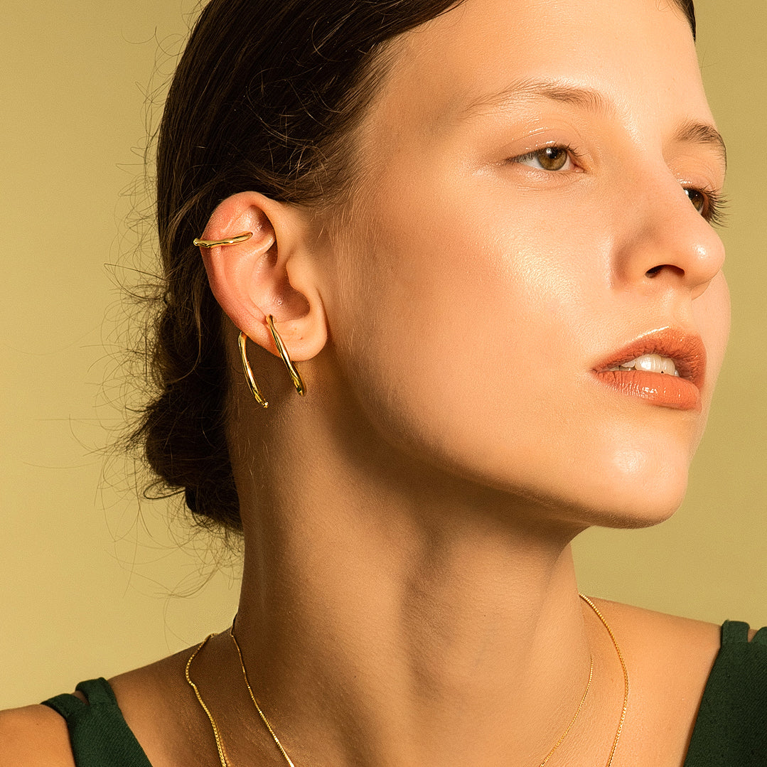 Bubble Nebula - Double Hoop Ear Cuff (14K Gold Plated)
