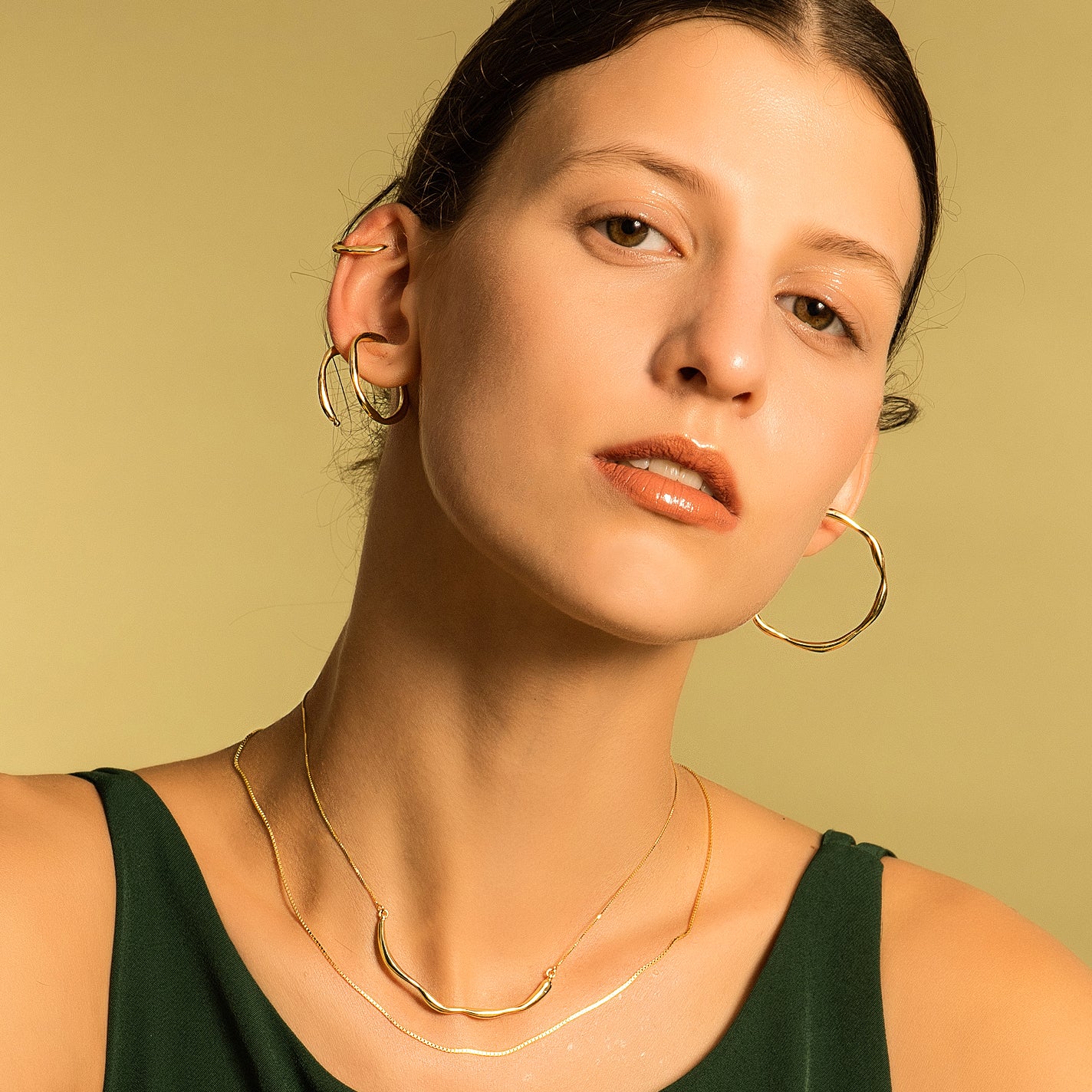 Bubble Nebula - Double Hoop Ear Cuff (14K Gold Plated)