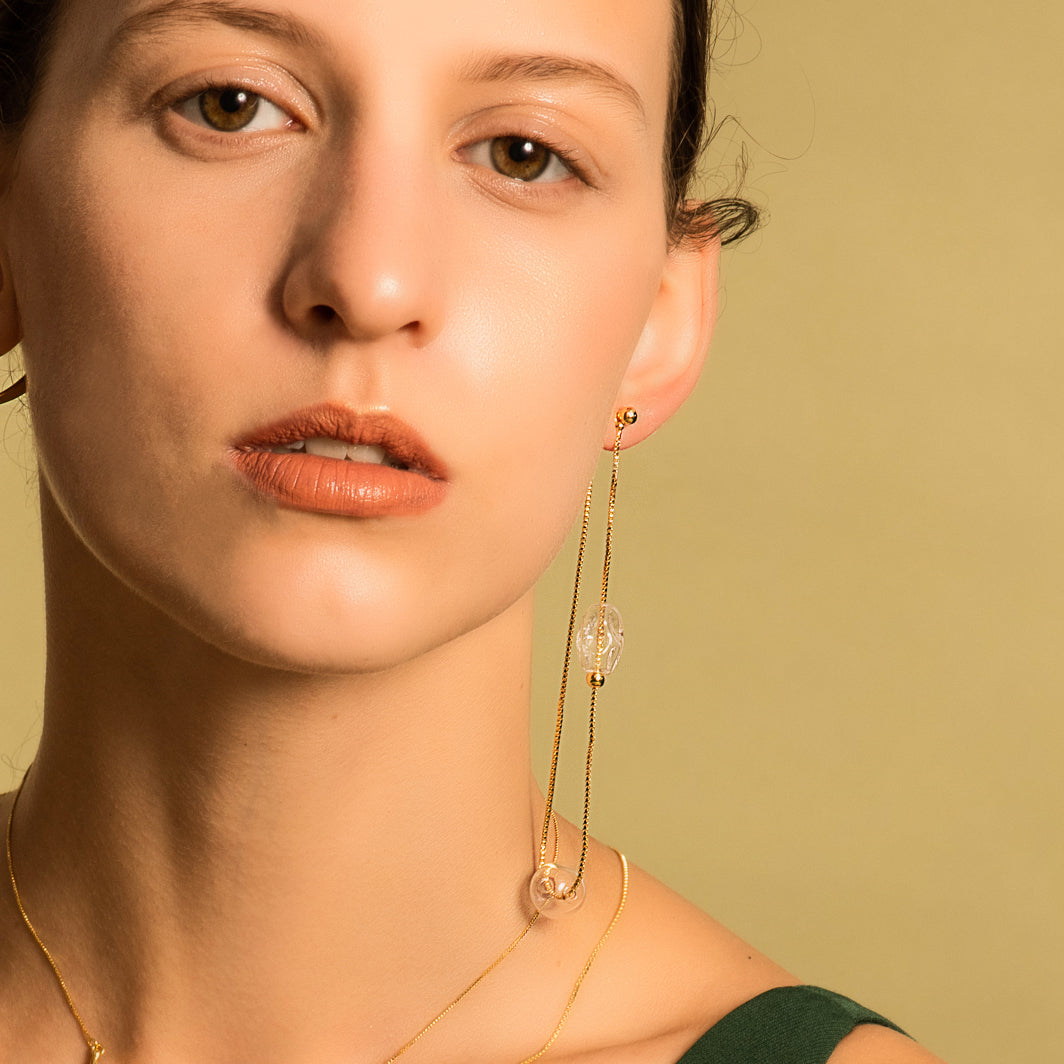 Bubble Nebula - Floating Bubbles Drop Single Earring (Gold Plated)