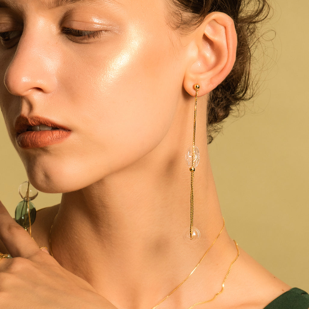 Bubble Nebula - Floating Bubbles Drop Single Earring (Gold Plated)