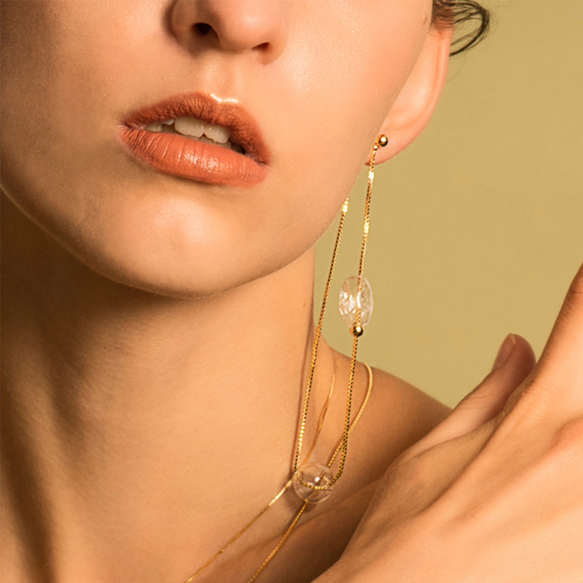 Bubble Nebula - Floating Bubbles Drop Single Earring (Gold Plated)