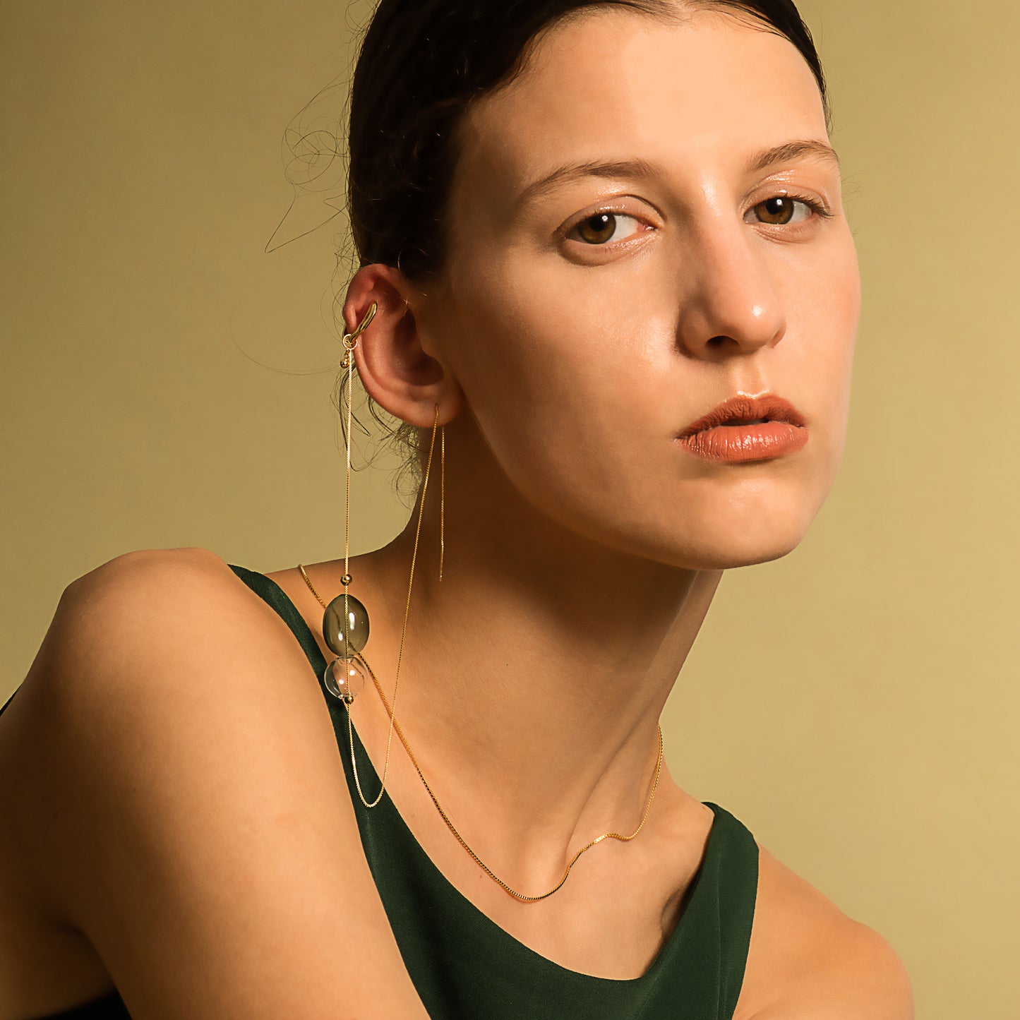 Bubble Nebula - Hoop Ear Cuff + Bubble Threader Earring (Gold Plated)