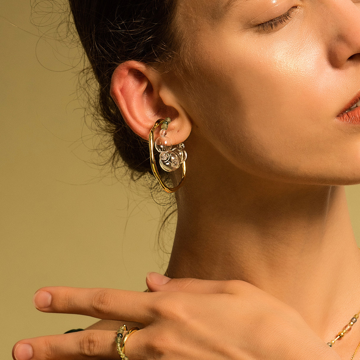 Bubble Nebula - Bubble Hoop Ear Cuff (14K Gold Plated)