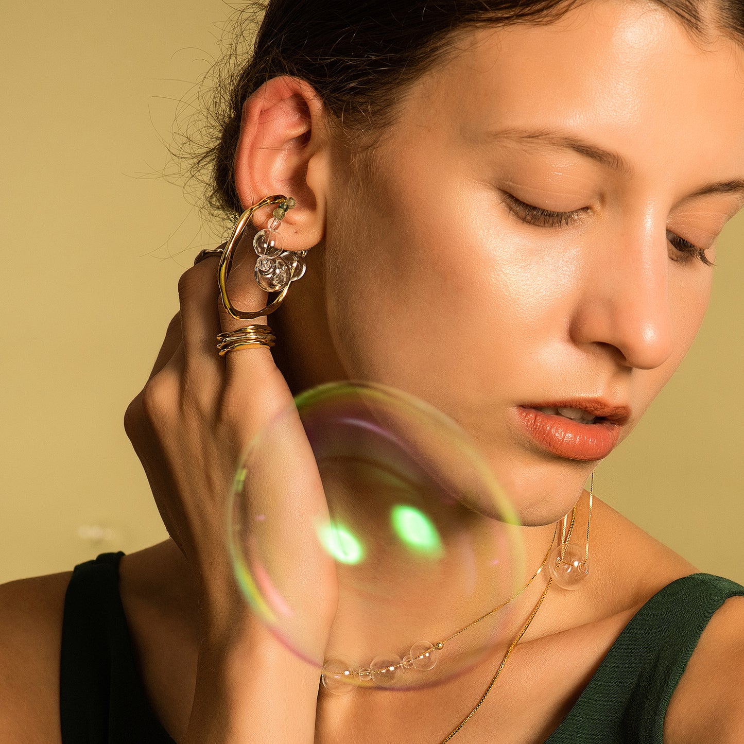 Bubble Nebula - Bubble Hoop Ear Cuff (14K Gold Plated)