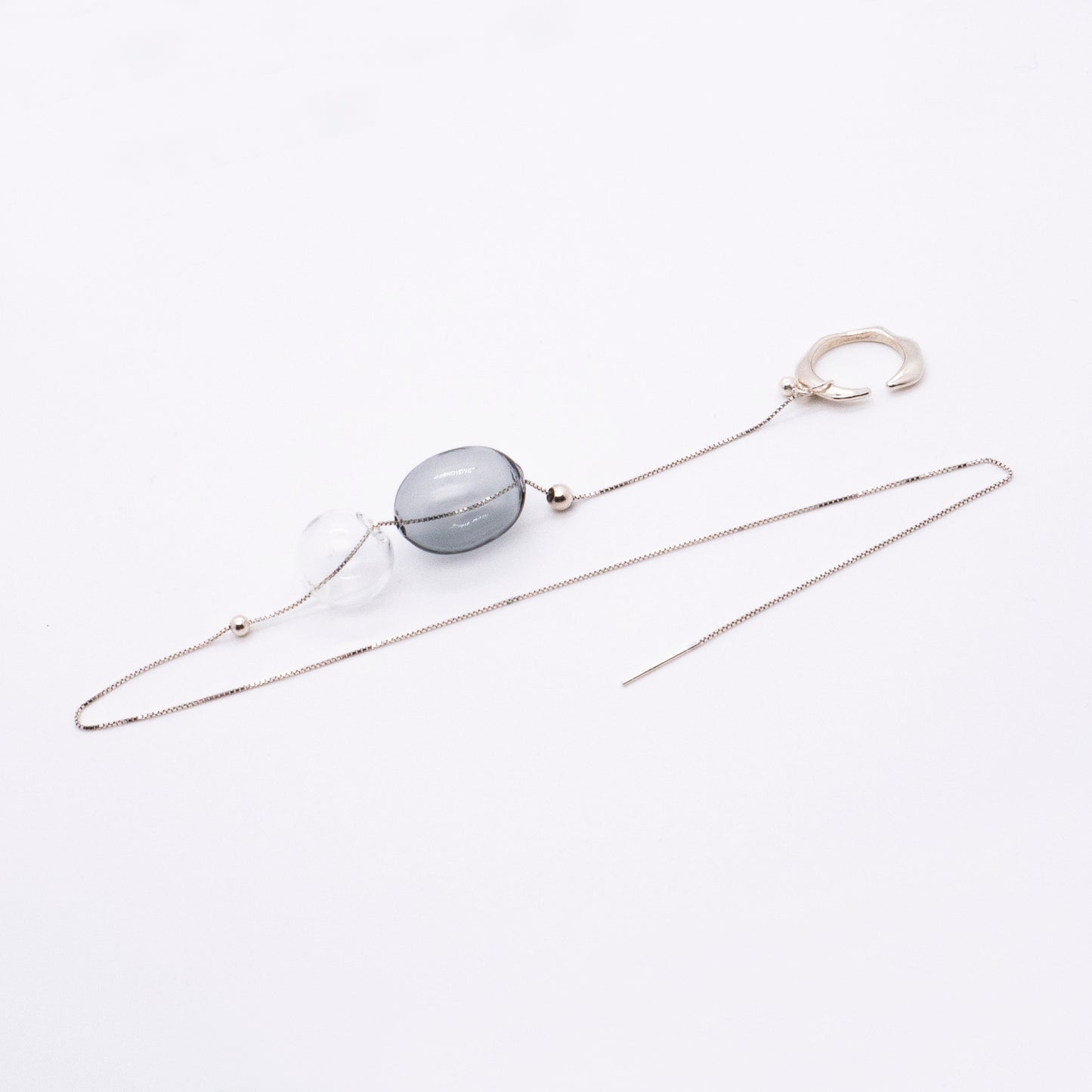 Bubble Nebula - Hoop Ear Cuff + Bubble Threader Earring (Silver)