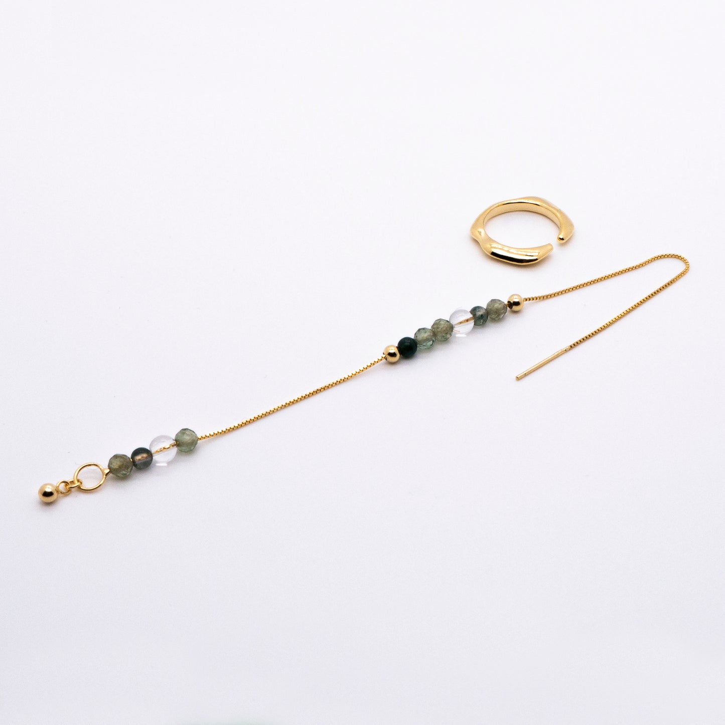 Bubble Nebula - Hoop Ear Cuff + Beading Threader Earring (Gold Plated)