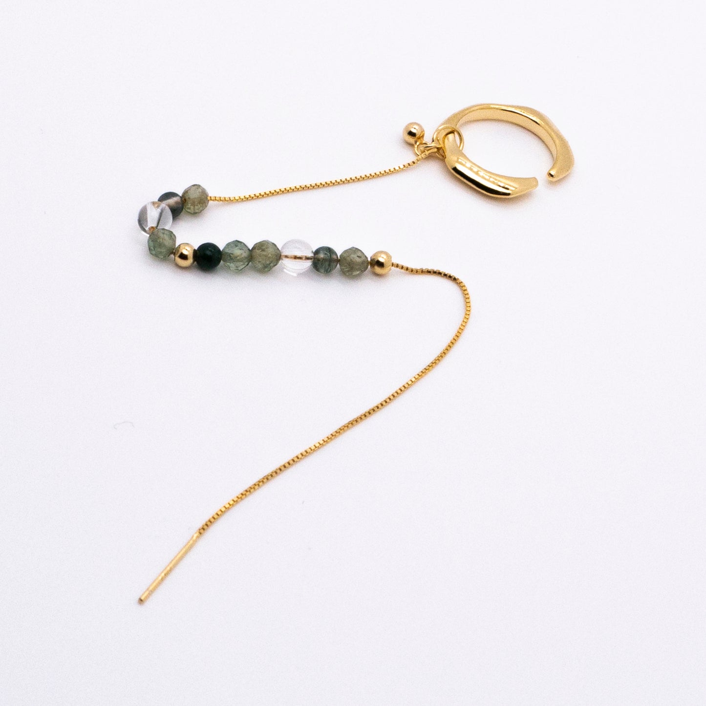 Bubble Nebula - Hoop Ear Cuff + Beading Threader Earring (Gold Plated)