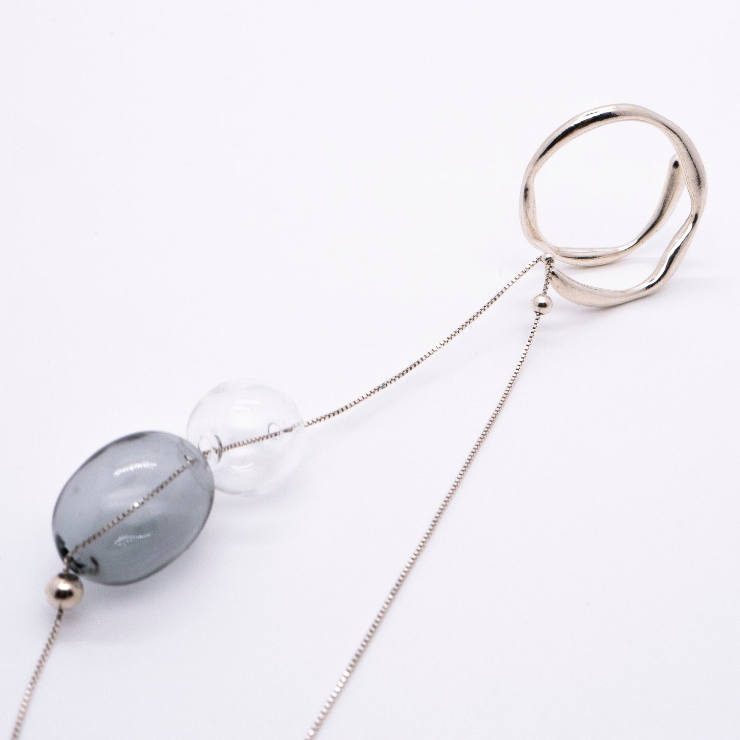 Bubble Nebula-Double Hoop Ear Cuff+Bubble Threader Earring (Silver)