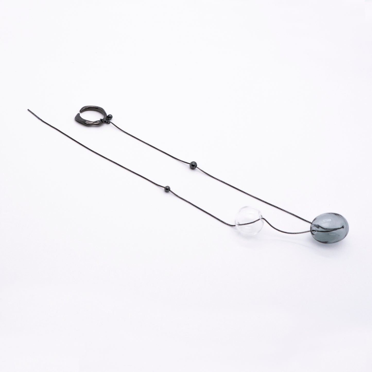 Bubble Nebula - Hoop Ear Cuff + Bubble Threader Earring (Black)