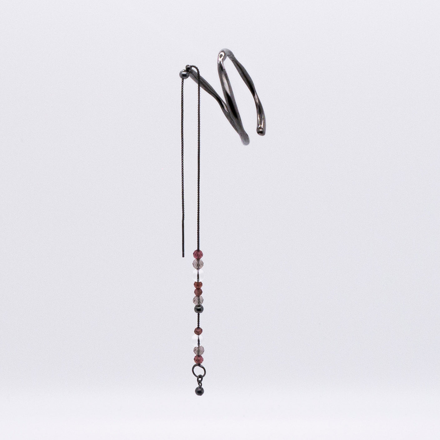 Bubble Nebula - Double Hoop Ear Cuff + Beading Threader Earring (Black)