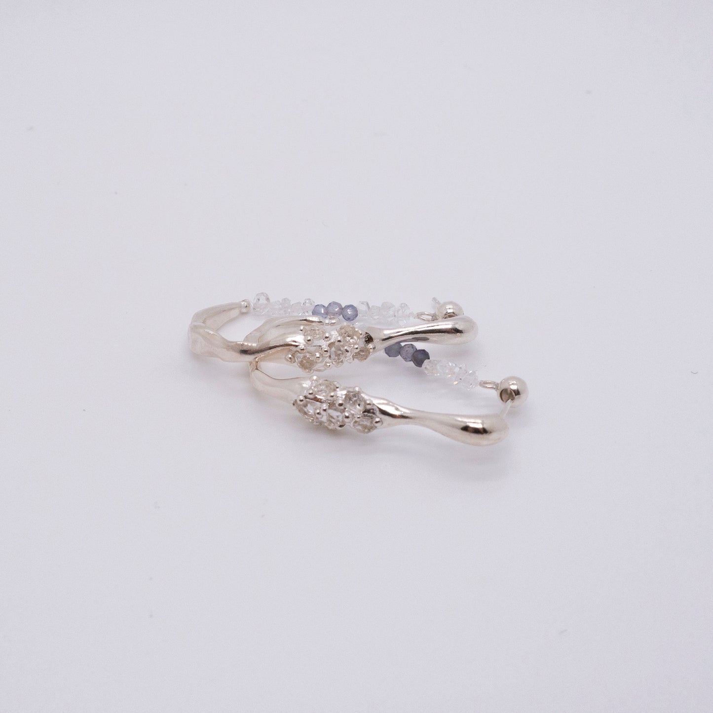 Space Ice - Herkimer Diamond Hoop Earrings (Silver)