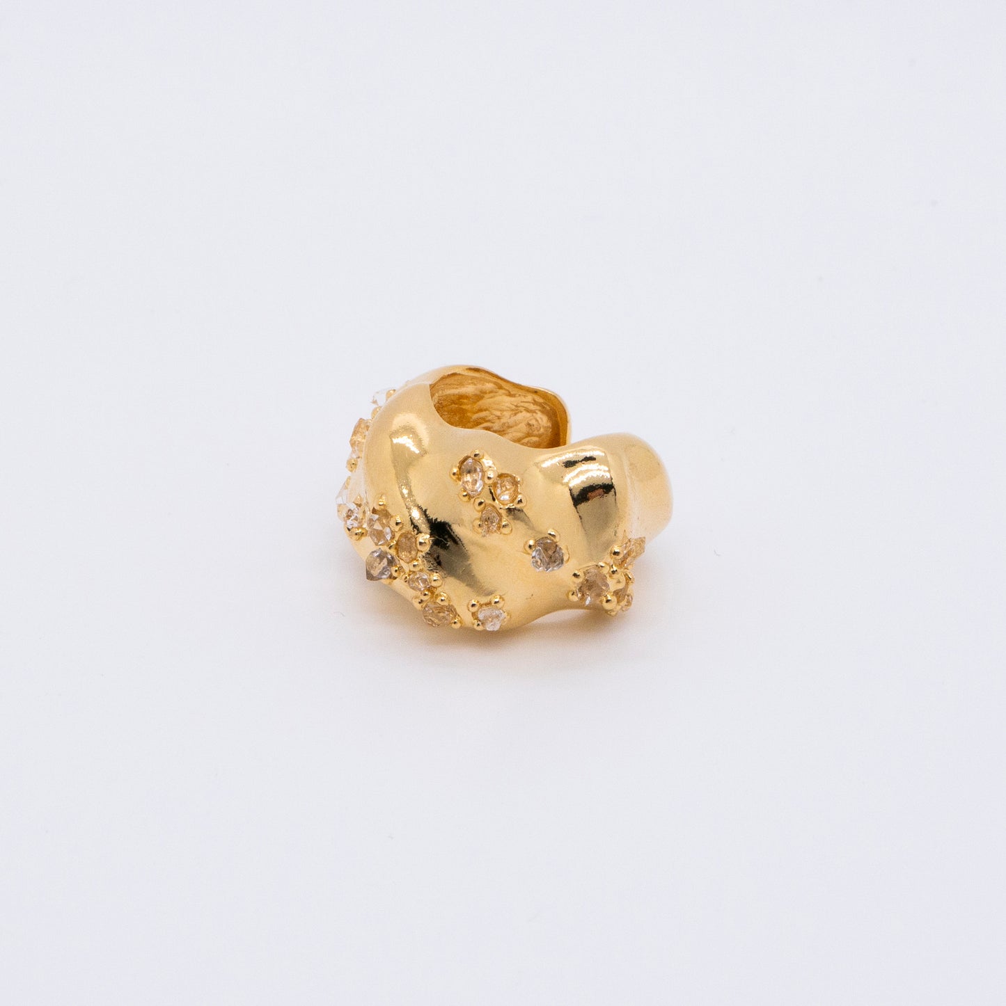 Space Ice - Herkimer Diamond Ring / Ear Cuff (18K Gold Plated)