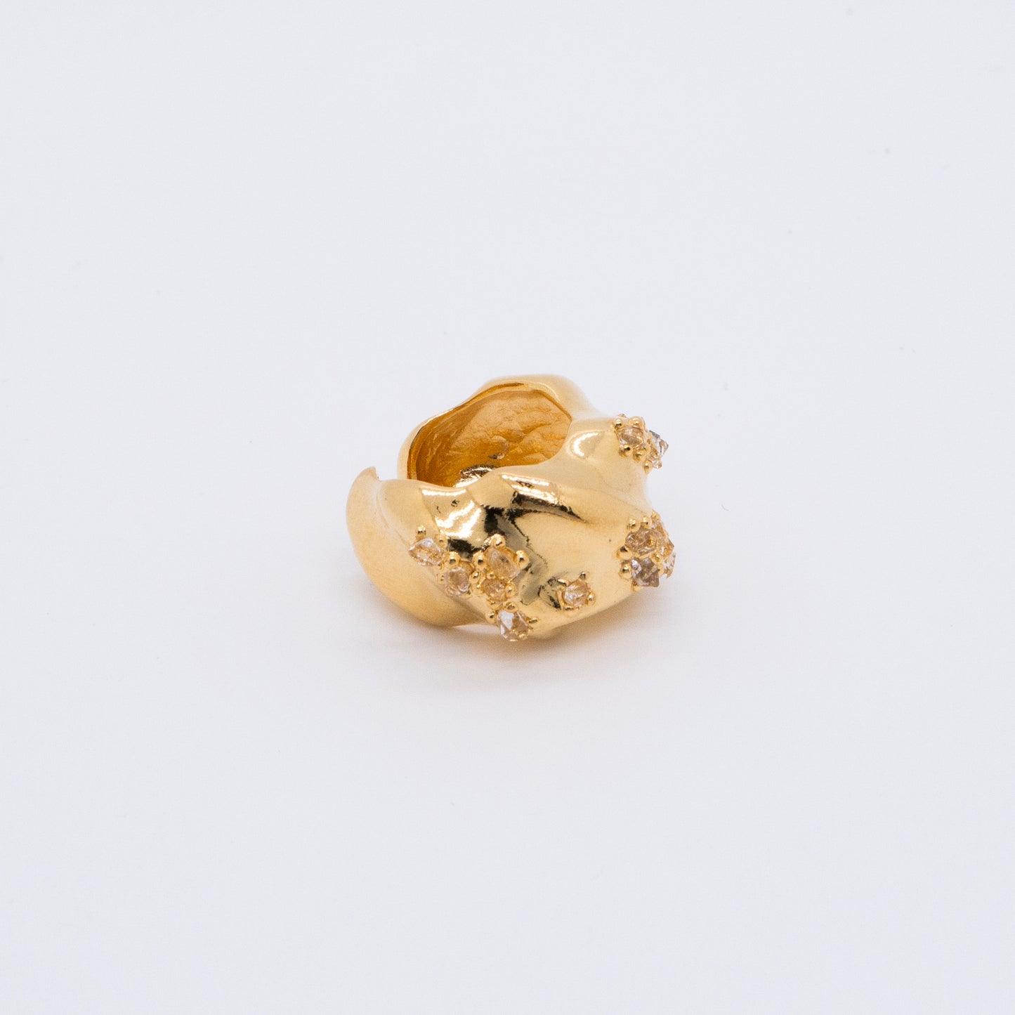 Space Ice - Herkimer Diamond Ring / Ear Cuff (18K Gold Plated)