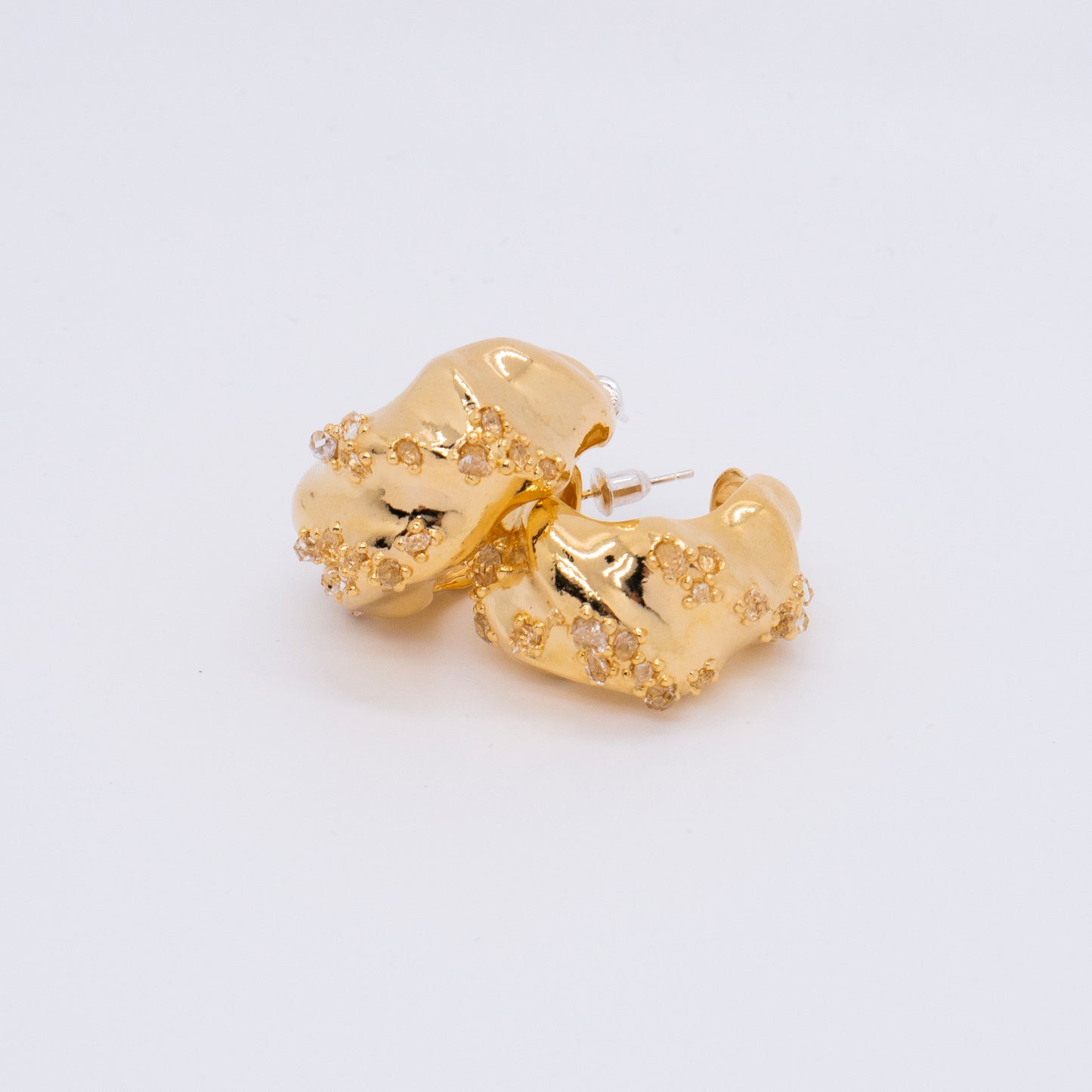 Cosmic Ice Crystal アイスクリスタル ラージ イヤリング - 厚い 18K ゴールド メッキ