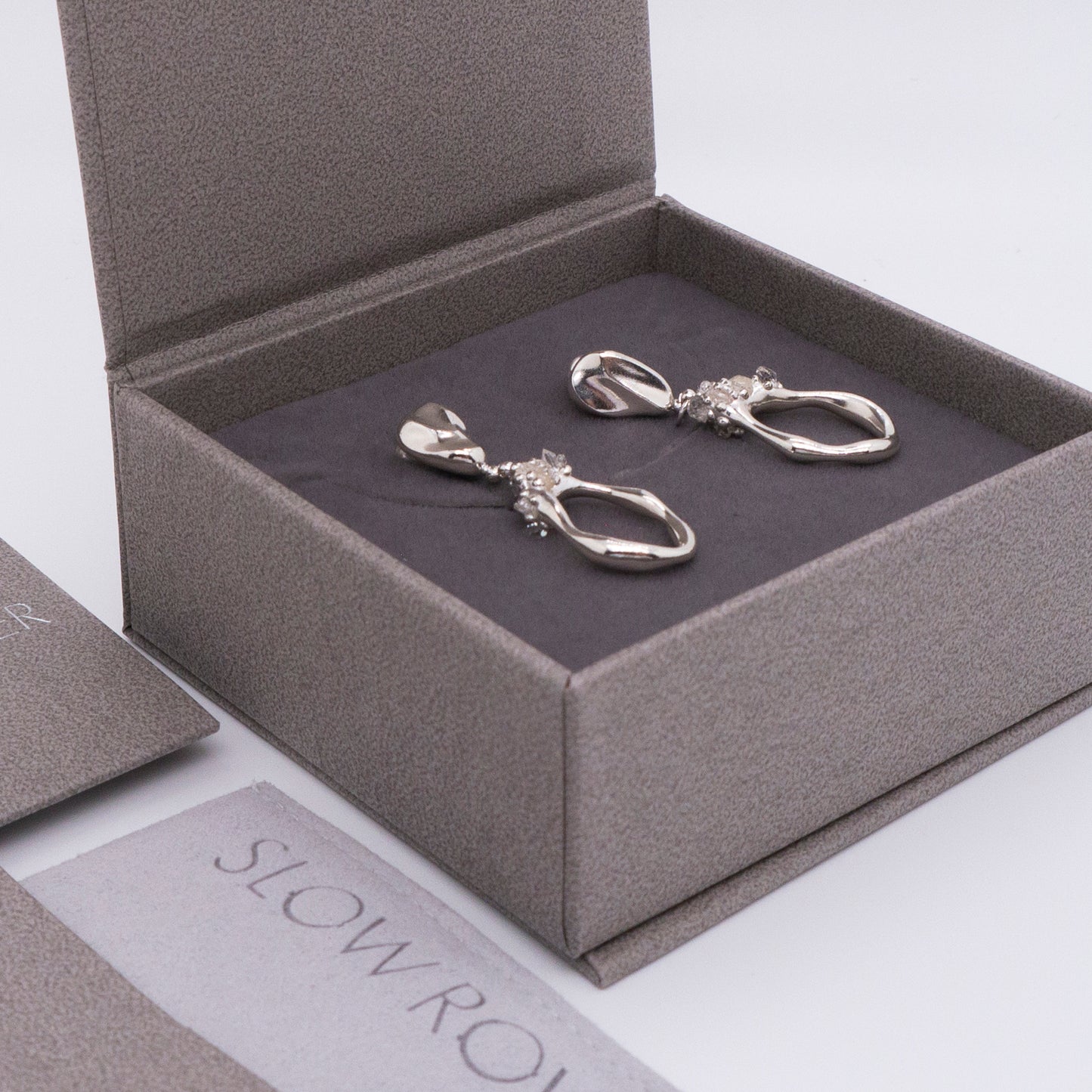Space Ice - Herkimer Diamond Drop Earrings - S (Silver)