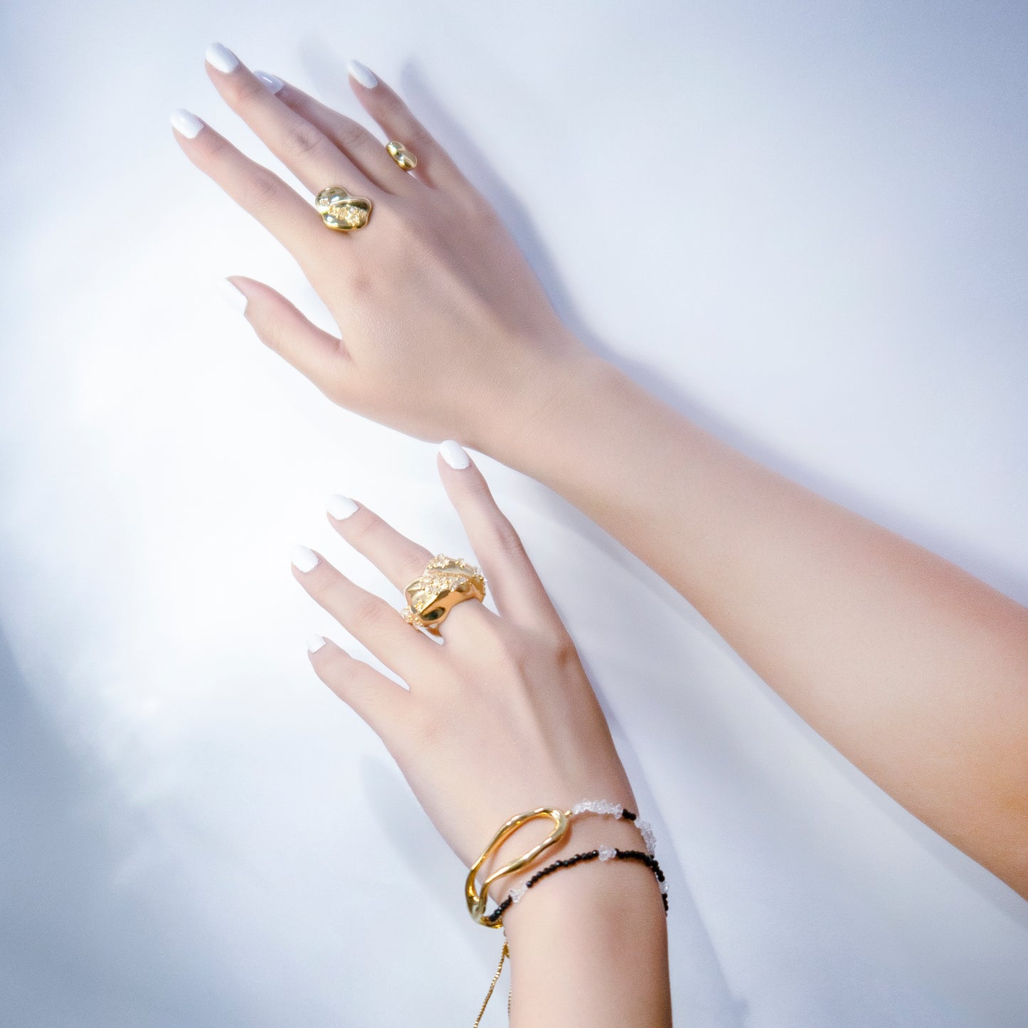 Space Ice - Herkimer Diamond Ring / Ear Cuff (18K Gold Plated)