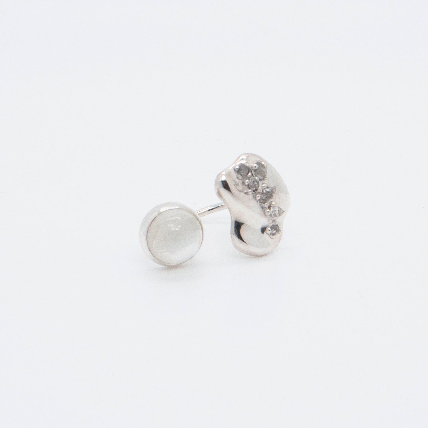 Space Ice - Moonstone Herkimer Diamond Open Ring (Silver)