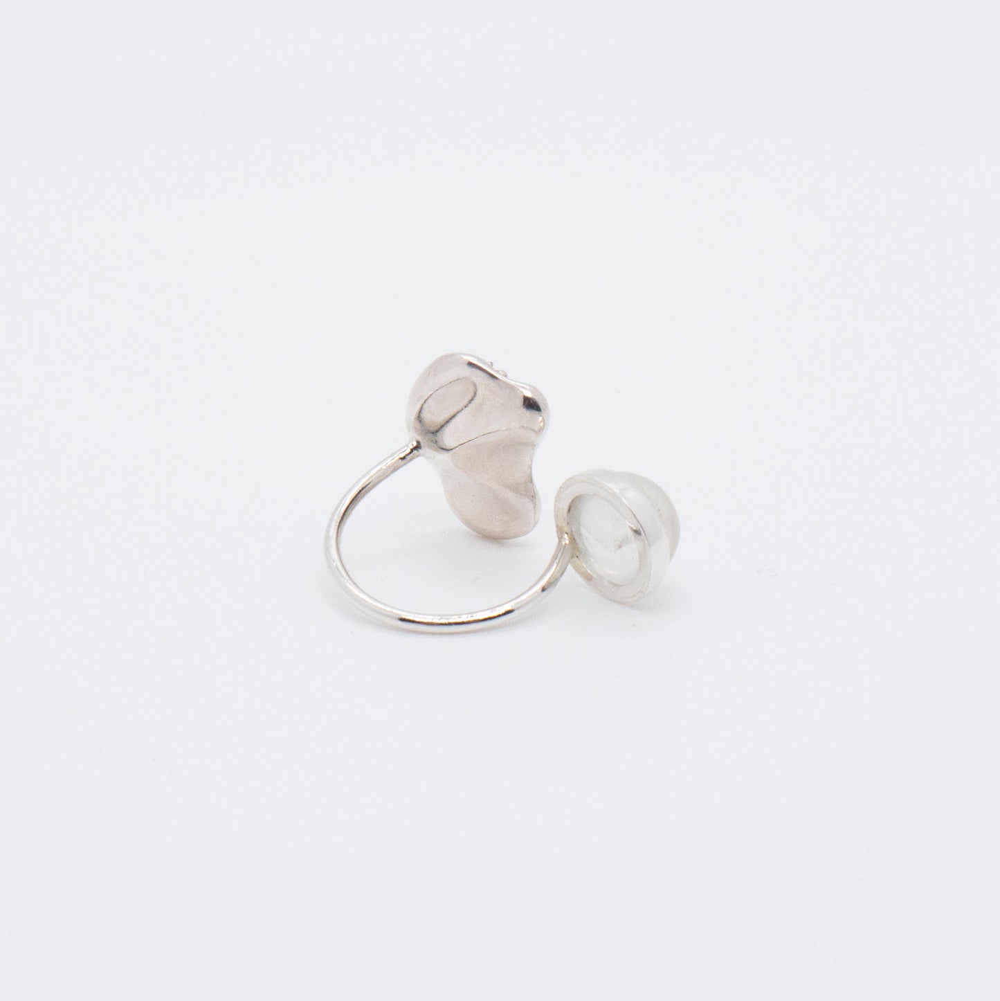 Space Ice - Moonstone Herkimer Diamond Open Ring (Silver)