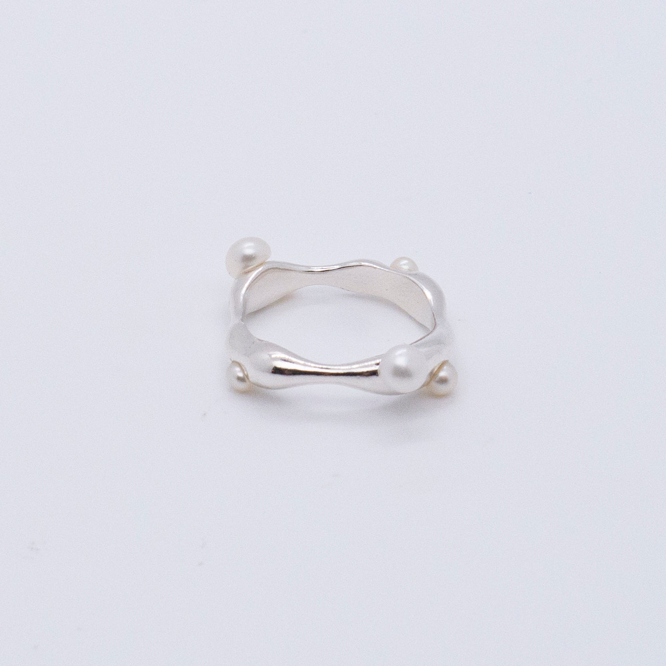 Multiverse - Flowing Baby Pearl Ring (Silver)