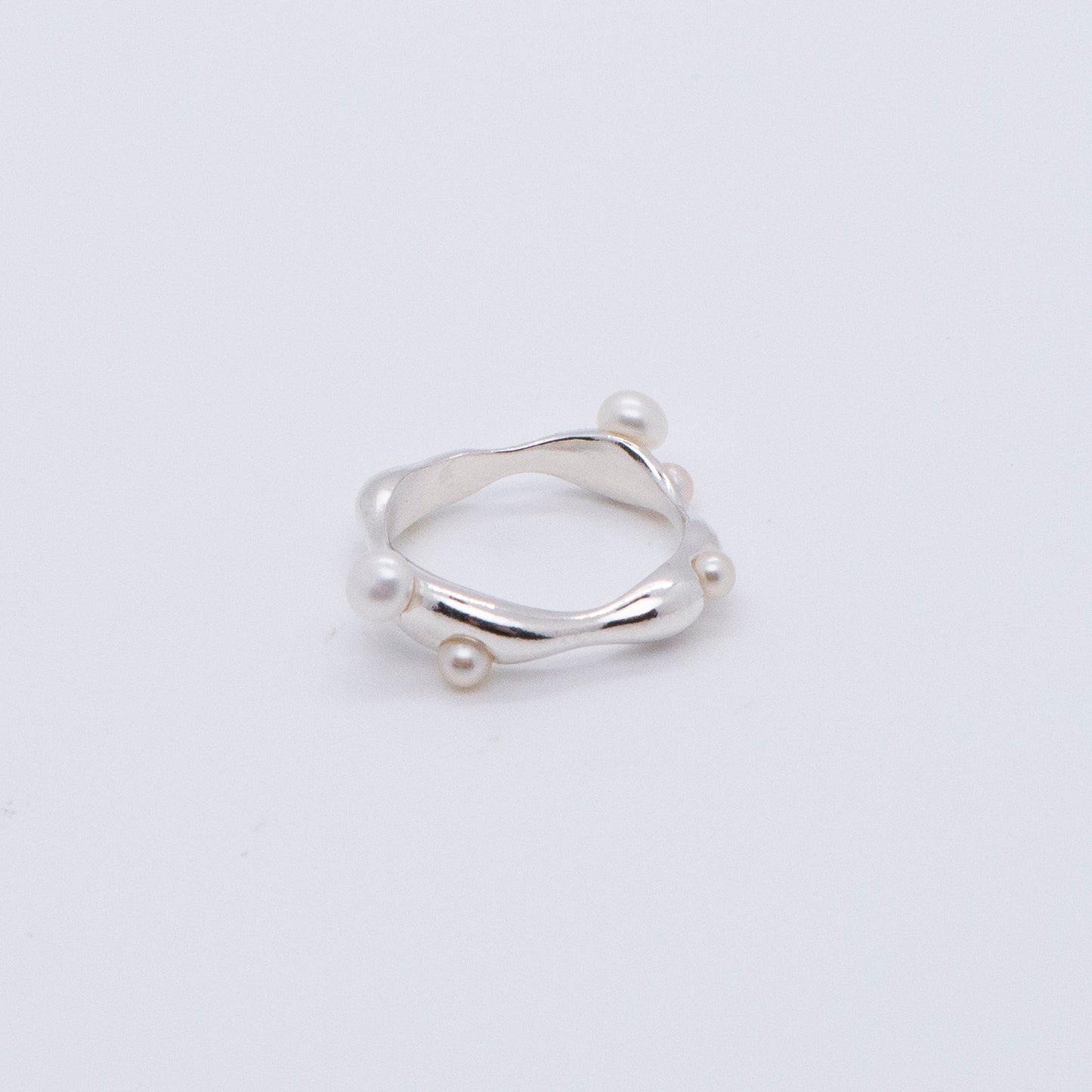 Multiverse - Flowing Baby Pearl Ring (Silver)