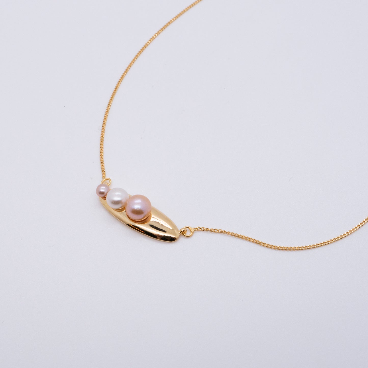 다중우주 시간 여행 그라데이션 진주 쇄골 체인 - 두꺼운 18K 골드 도금