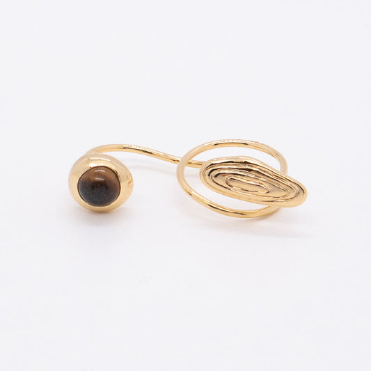 Solar Flares - Magnetic Storm Tigerite Double Finger Ring (18K Gold Plated)