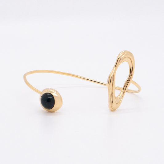 Solar Flares - Coronal Loop Black Agate Bracelet (18K Gold Plated)
