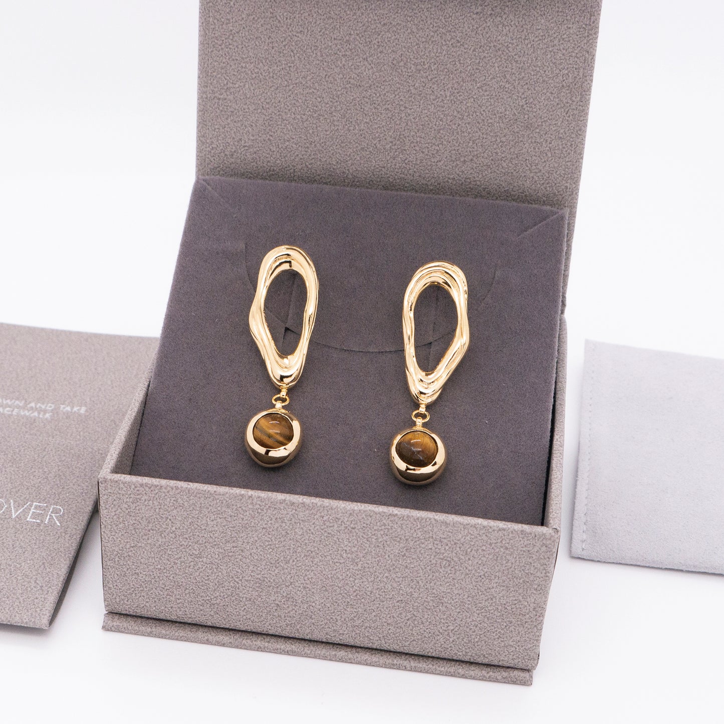 Solar Flares - Coronal Loop Tigerite Earrings (18K Gold Plated)