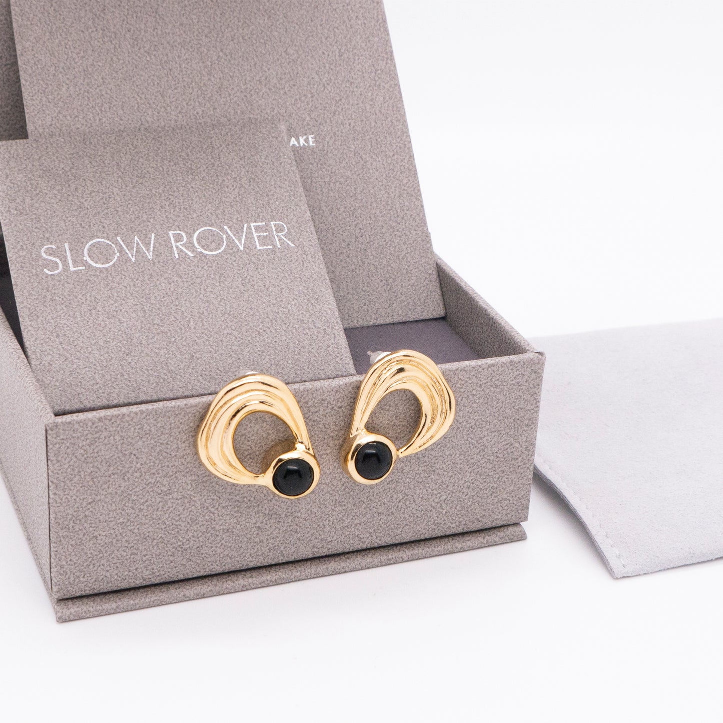 太陽閃焰 日珥黑瑪瑙耳環-厚鍍18K金