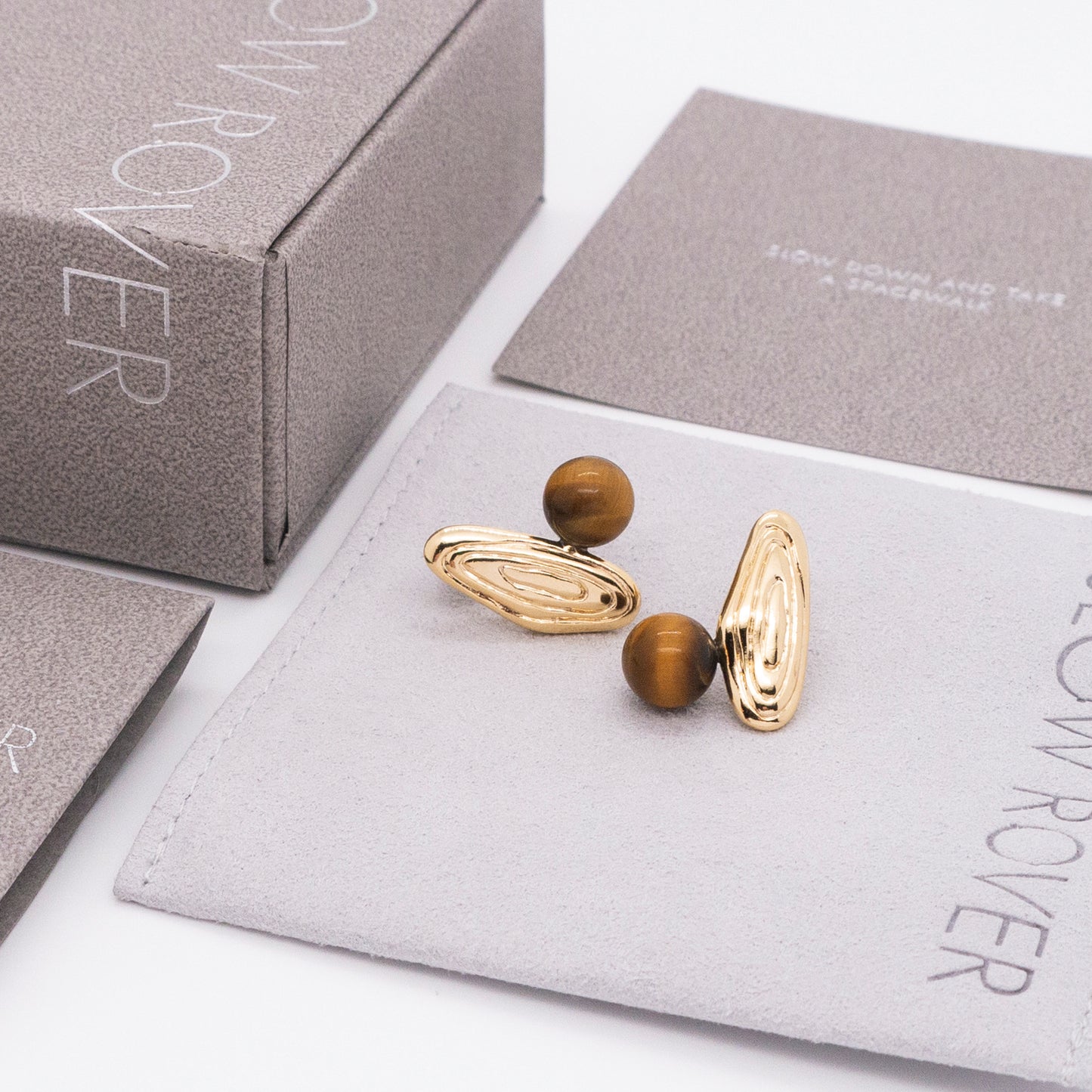 Solar Flares - Sunspots Tigerite Earrings (18K Gold Plated)