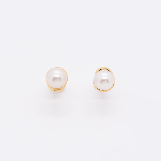 Solar Flares - Classic 8mm White Pearl Earrings (18K Gold Plated)