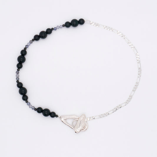 Solar Flares - Magnetic Storm Black Agate Iolite Necklace (Silver)